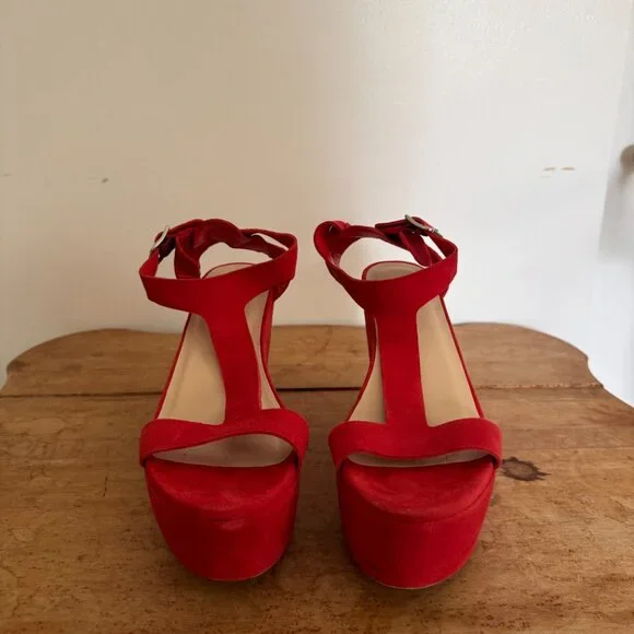 Loeffler Randall Minette High Platform Wedge in Poppy Red, Size 9 - Picture 1 of 9